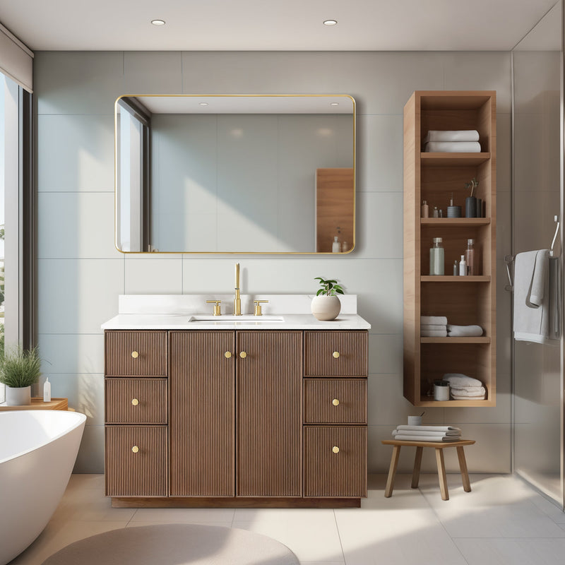 Vinnova 706948-AD-BK Oza 48" Free-standing Single Bath Vanity in Aged Dark Brown Oak