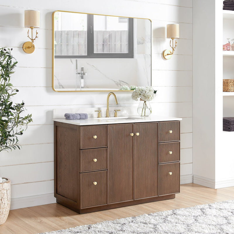 Vinnova 706948-AD-BK Oza 48" Free-standing Single Bath Vanity in Aged Dark Brown Oak