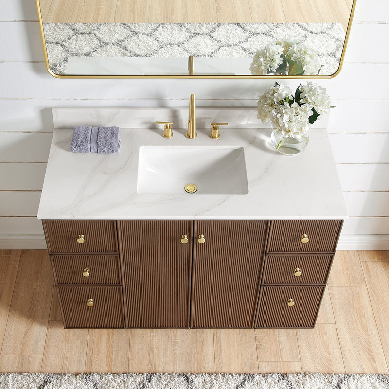 Vinnova 706948-AD-BK Oza 48" Free-standing Single Bath Vanity in Aged Dark Brown Oak