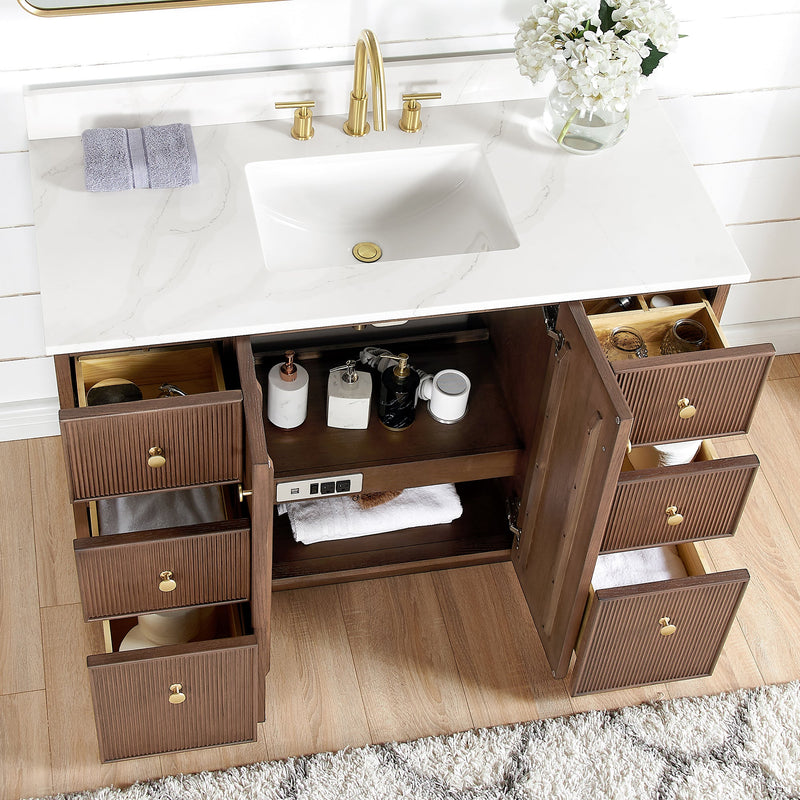 Vinnova 706948-AD-BK Oza 48" Free-standing Single Bath Vanity in Aged Dark Brown Oak