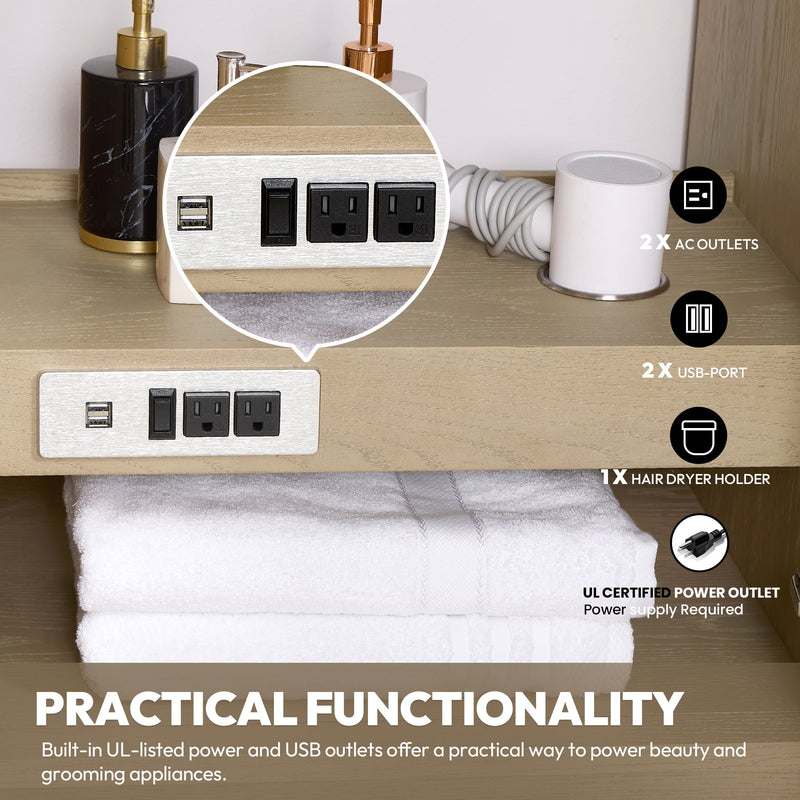 Vinnova 706948-AN-BK Oza 48" Free-standing Single Bath Vanity in Aged Natural Oak