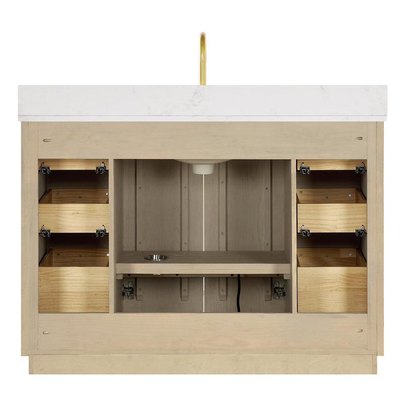 Vinnova 706948-AN-BK Oza 48" Free-standing Single Bath Vanity in Aged Natural Oak