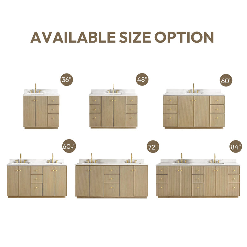 Vinnova 706948-AN-BK Oza 48" Free-standing Single Bath Vanity in Aged Natural Oak