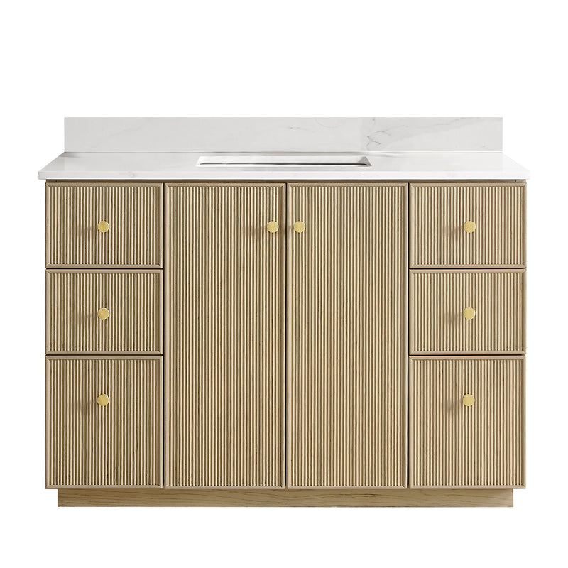 Vinnova 706948-AN-BK Oza 48" Free-standing Single Bath Vanity in Aged Natural Oak