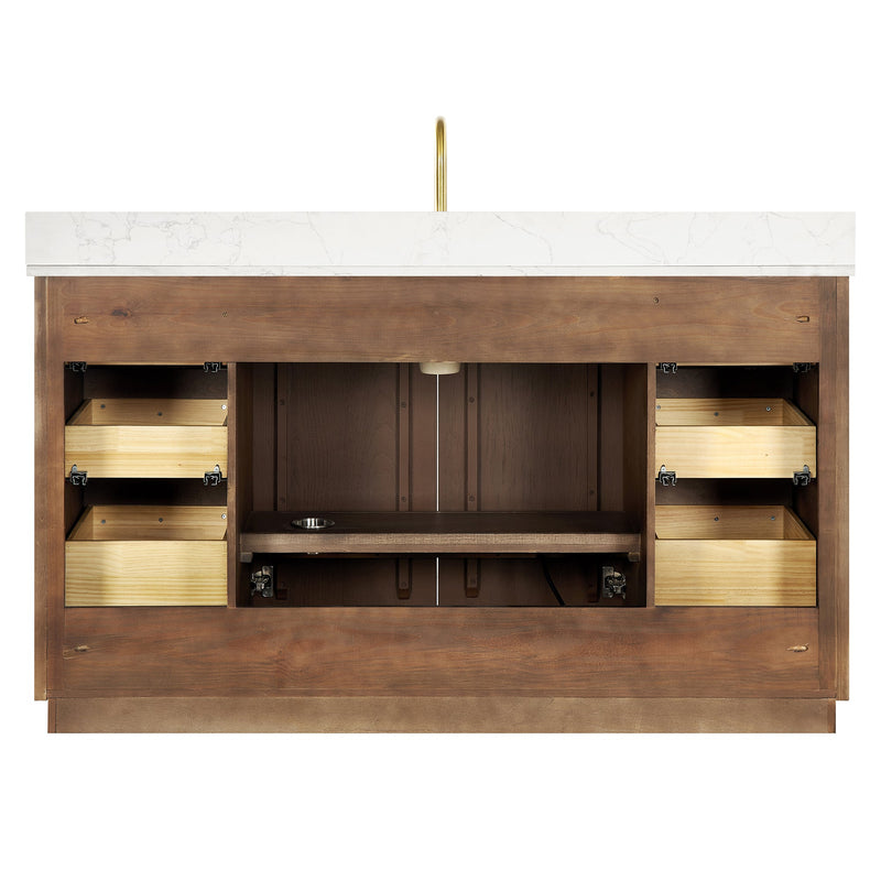 Vinnova 706960-AD-BK Oza 60" Free-standing Single Bath Vanity in Aged Dark Brown Oak