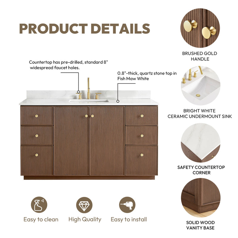 Vinnova 706960-AD-BK Oza 60" Free-standing Single Bath Vanity in Aged Dark Brown Oak