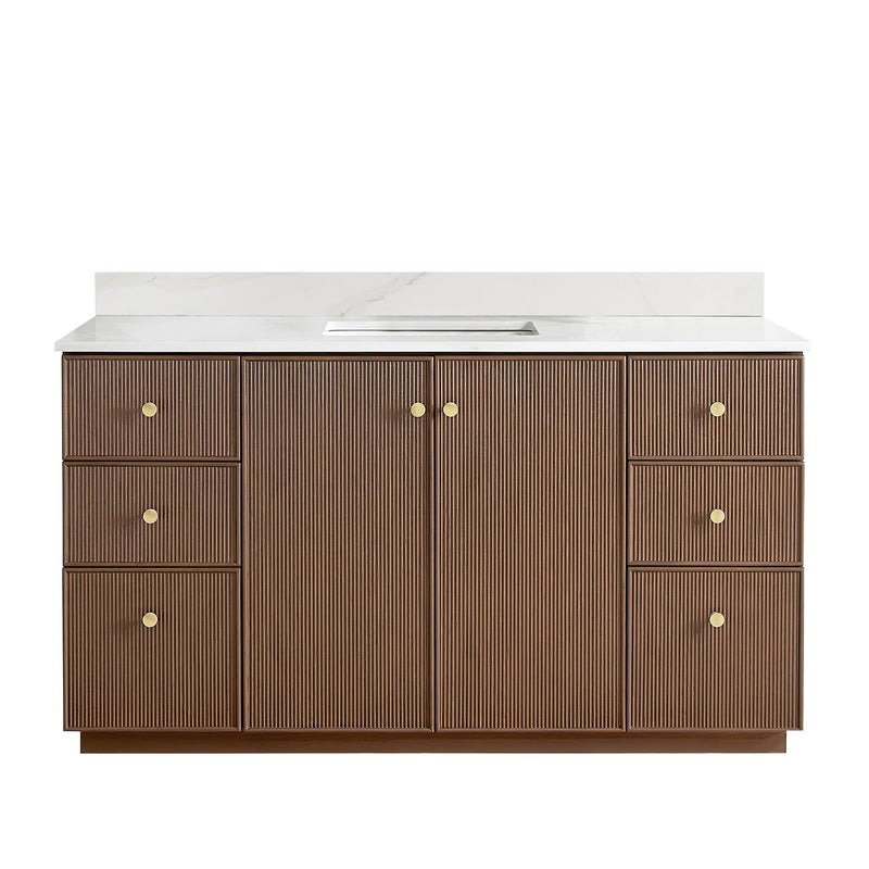 Vinnova 706960-AD-BK Oza 60" Free-standing Single Bath Vanity in Aged Dark Brown Oak