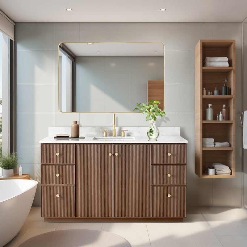 Vinnova 706960-AD-BK Oza 60" Free-standing Single Bath Vanity in Aged Dark Brown Oak