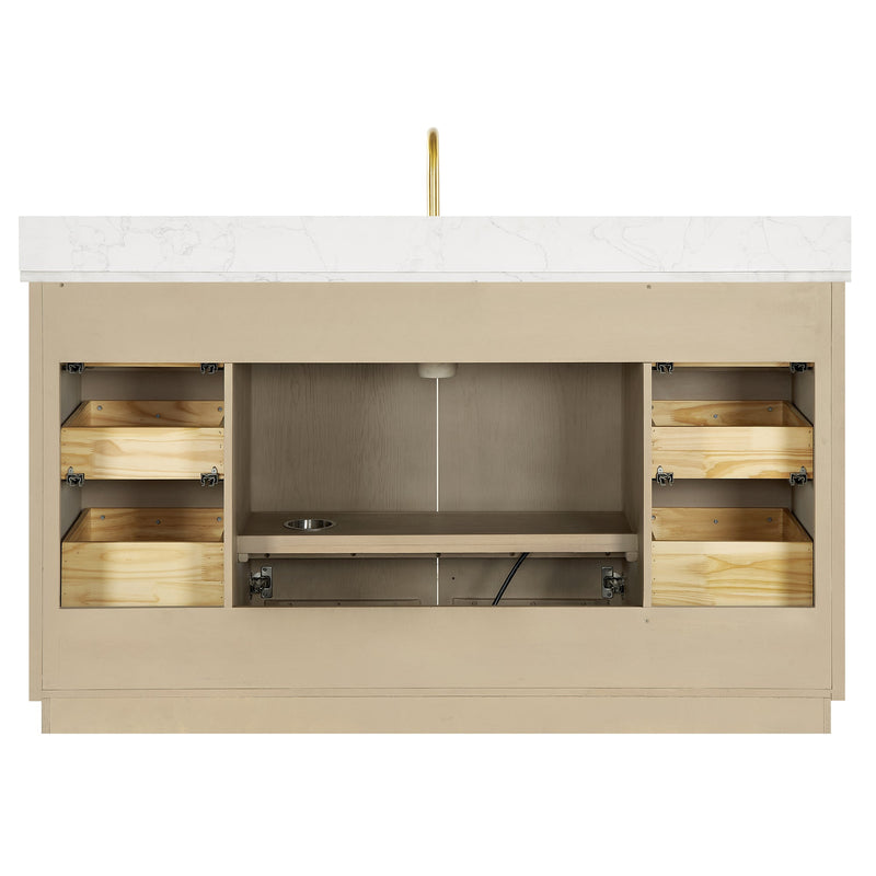 Vinnova 706960-AN-BK Oza 60" Free-standing Single Bath Vanity in Aged Natural Oak