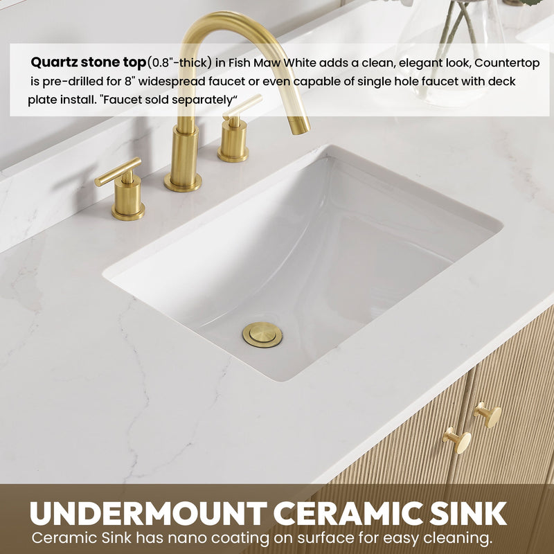 Vinnova 706960-AN-BK Oza 60" Free-standing Single Bath Vanity in Aged Natural Oak