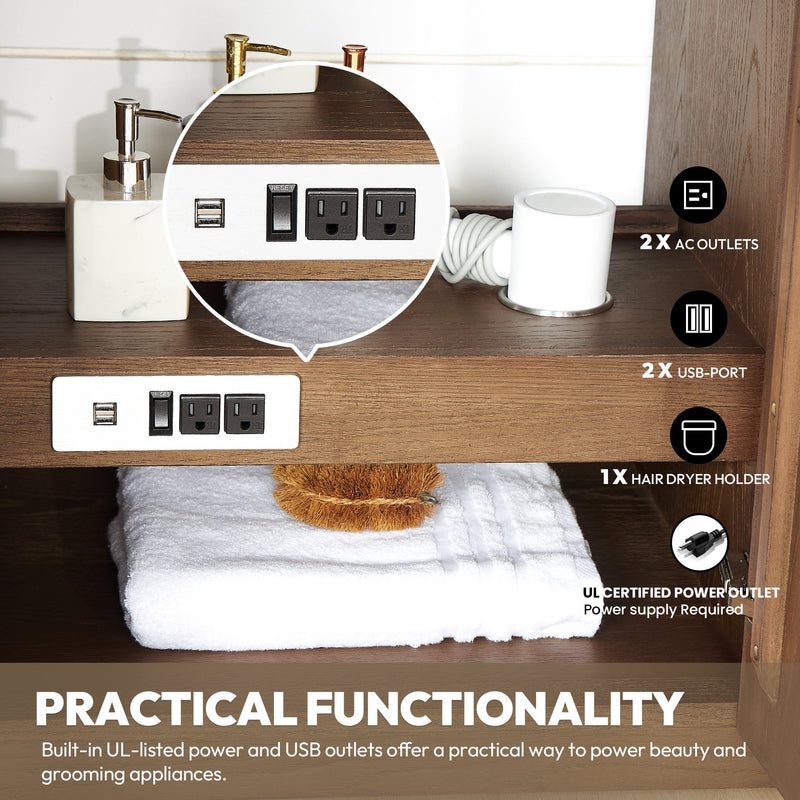 Vinnova 706960M-AD-BK Oza 60M" Free-standing Double Bath Vanity in Aged Dark Brown Oak
