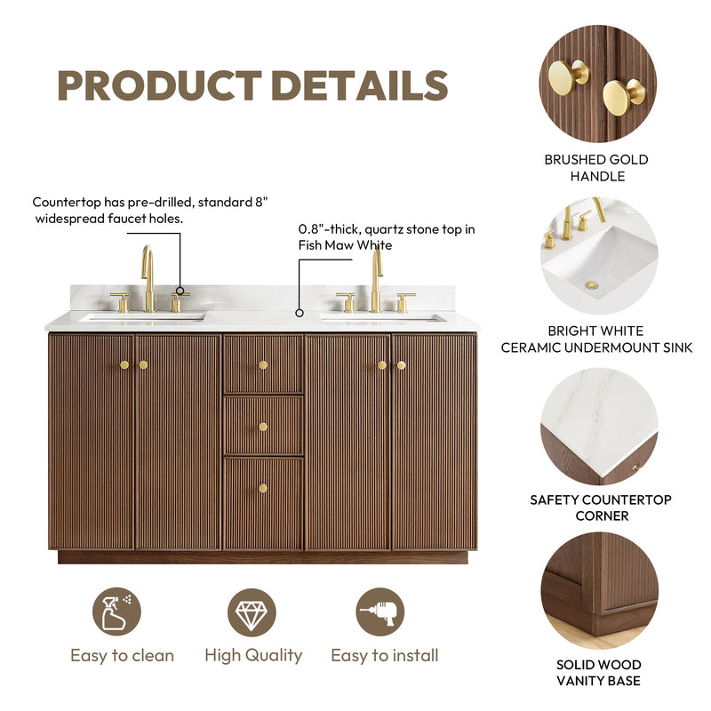 Vinnova 706960M-AD-BK Oza 60M" Free-standing Double Bath Vanity in Aged Dark Brown Oak