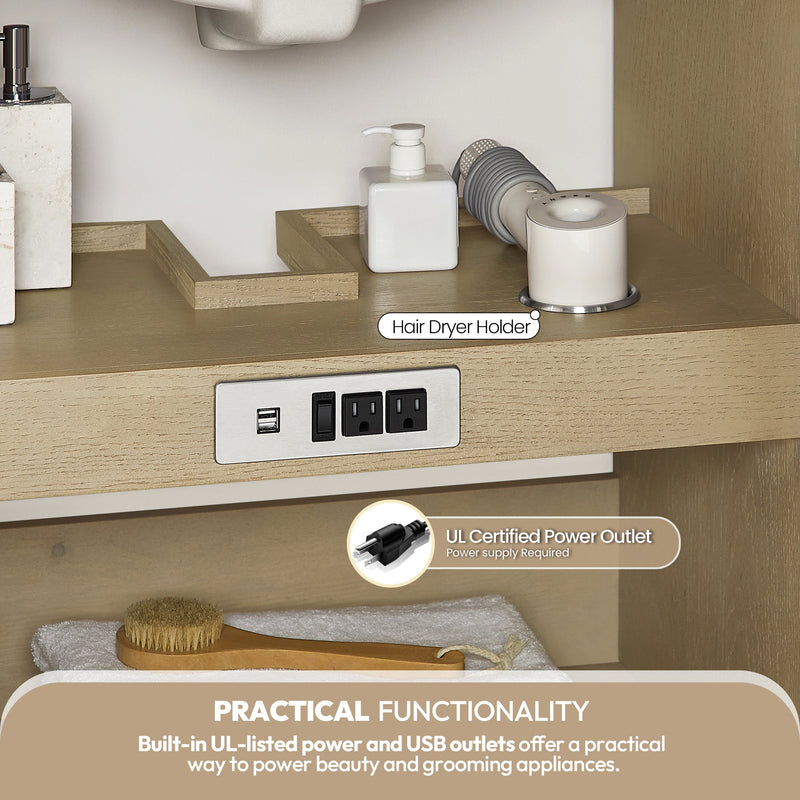 Vinnova 706960M-AN-BK Oza 60M" Free-standing Double Bath Vanity in Aged Natural Oak