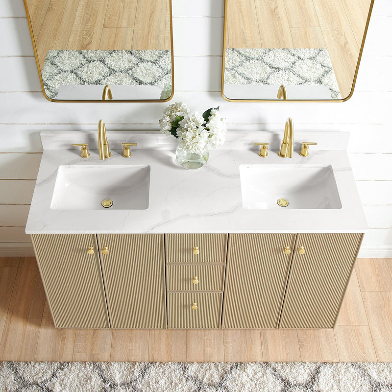 Vinnova 706960M-AN-BK Oza 60M" Free-standing Double Bath Vanity in Aged Natural Oak