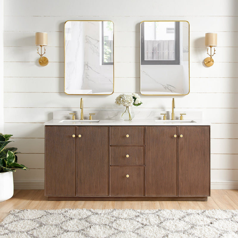 Vinnova 706972-AD-BK Oza 72" Free-standing Double Bath Vanity in Aged Dark Brown Oak