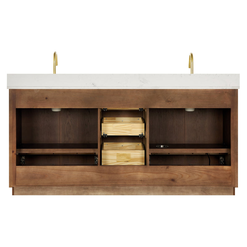 Vinnova 706972-AD-BK Oza 72" Free-standing Double Bath Vanity in Aged Dark Brown Oak