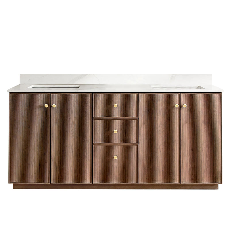Vinnova 706972-AD-BK Oza 72" Free-standing Double Bath Vanity in Aged Dark Brown Oak