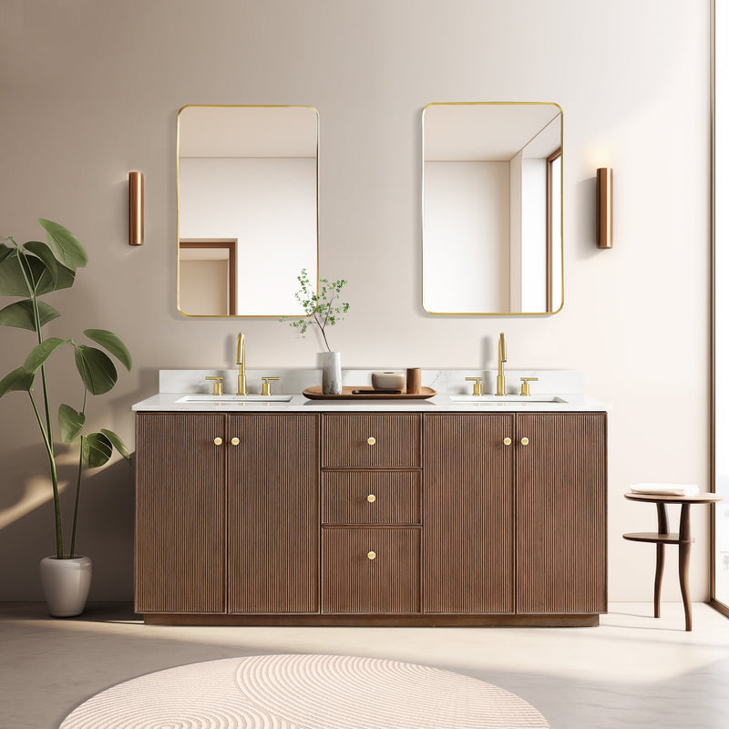Vinnova 706972-AD-BK Oza 72" Free-standing Double Bath Vanity in Aged Dark Brown Oak
