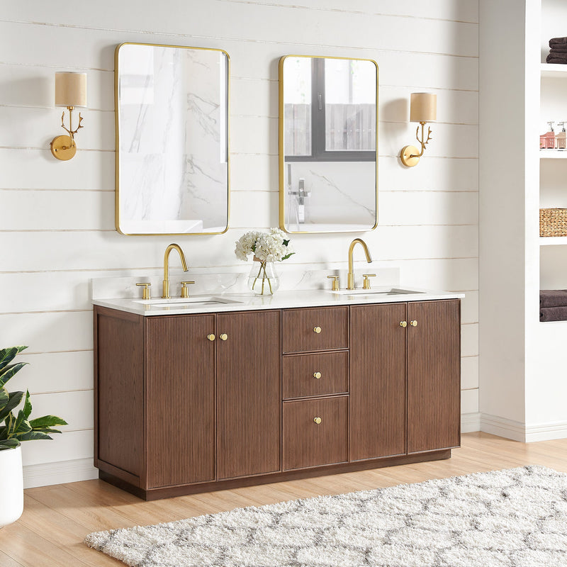 Vinnova 706972-AD-BK Oza 72" Free-standing Double Bath Vanity in Aged Dark Brown Oak