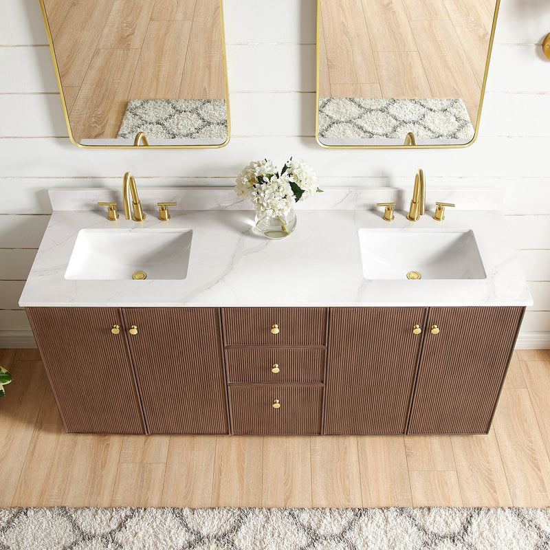 Vinnova 706972-AD-BK Oza 72" Free-standing Double Bath Vanity in Aged Dark Brown Oak