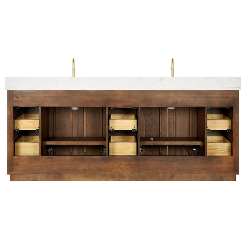 Vinnova 706984-AD-BK Oza 84" Free-standing Double Bath Vanity in Aged Dark Brown Oak