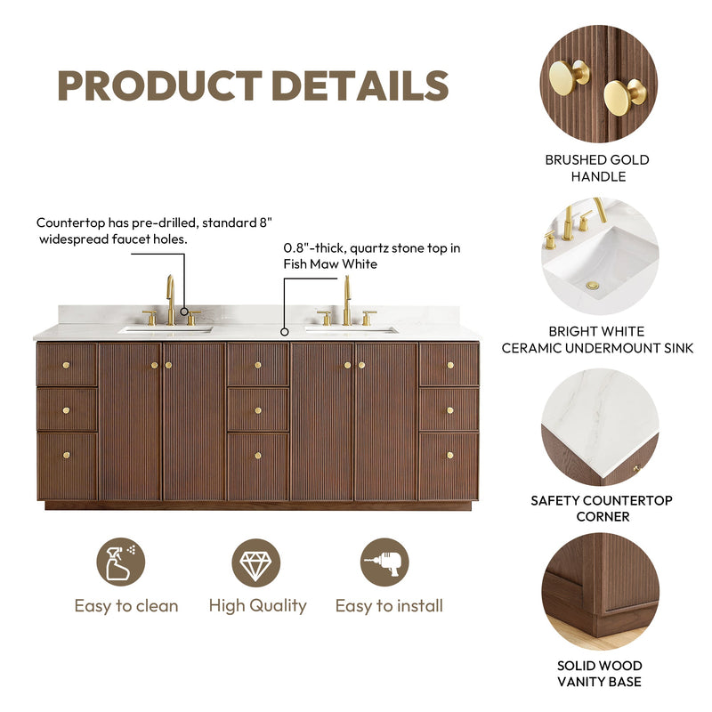 Vinnova 706984-AD-BK Oza 84" Free-standing Double Bath Vanity in Aged Dark Brown Oak