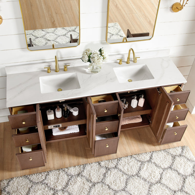 Vinnova 706984-AD-BK Oza 84" Free-standing Double Bath Vanity in Aged Dark Brown Oak