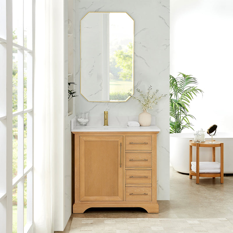 Vinnova 707336-ON-BH Tokyo 36" Single Bath Vanity in Oak Natural Brown