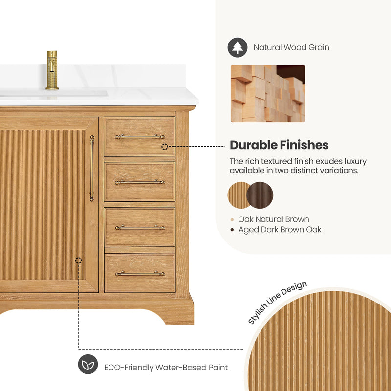 Vinnova 707336-ON-BH Tokyo 36" Single Bath Vanity in Oak Natural Brown