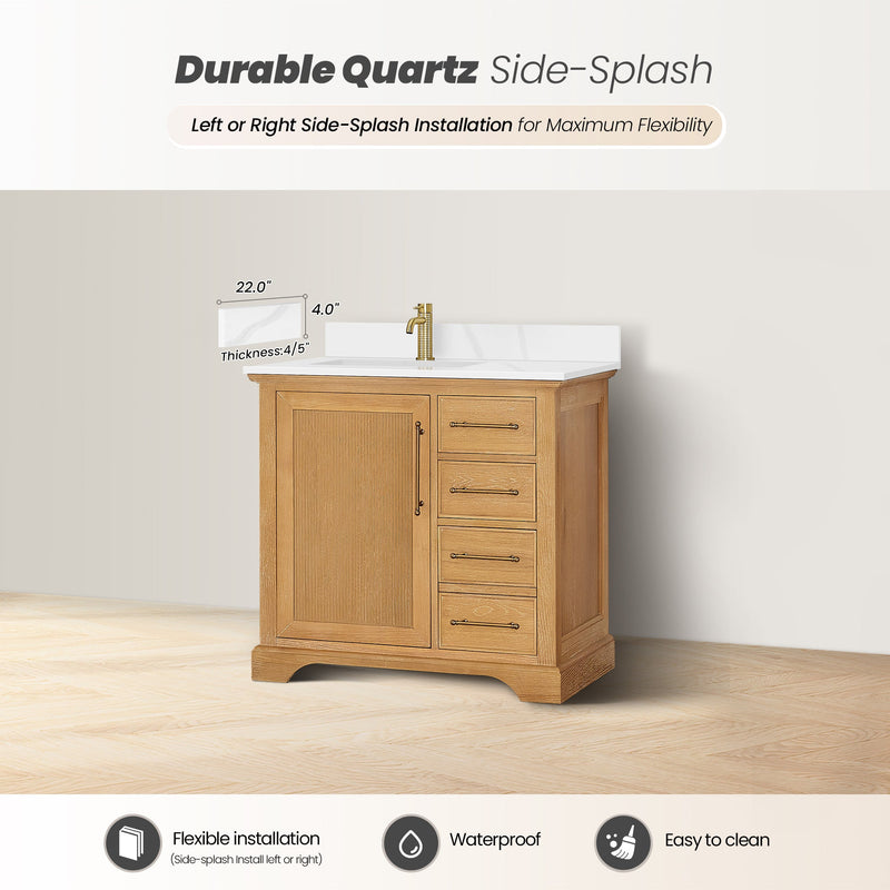 Vinnova 707336-ON-BH Tokyo 36" Single Bath Vanity in Oak Natural Brown