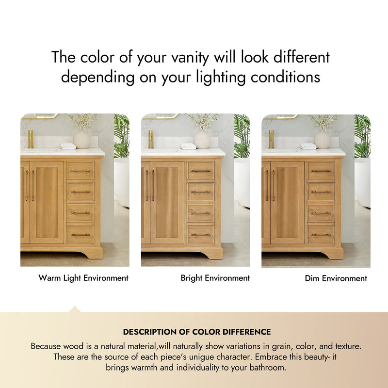 Vinnova 707336-ON-BH Tokyo 36" Single Bath Vanity in Oak Natural Brown