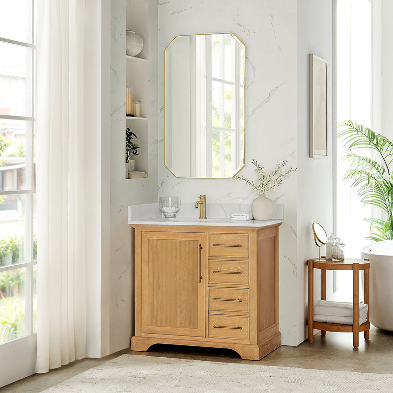Vinnova 707336-ON-BH Tokyo 36" Single Bath Vanity in Oak Natural Brown