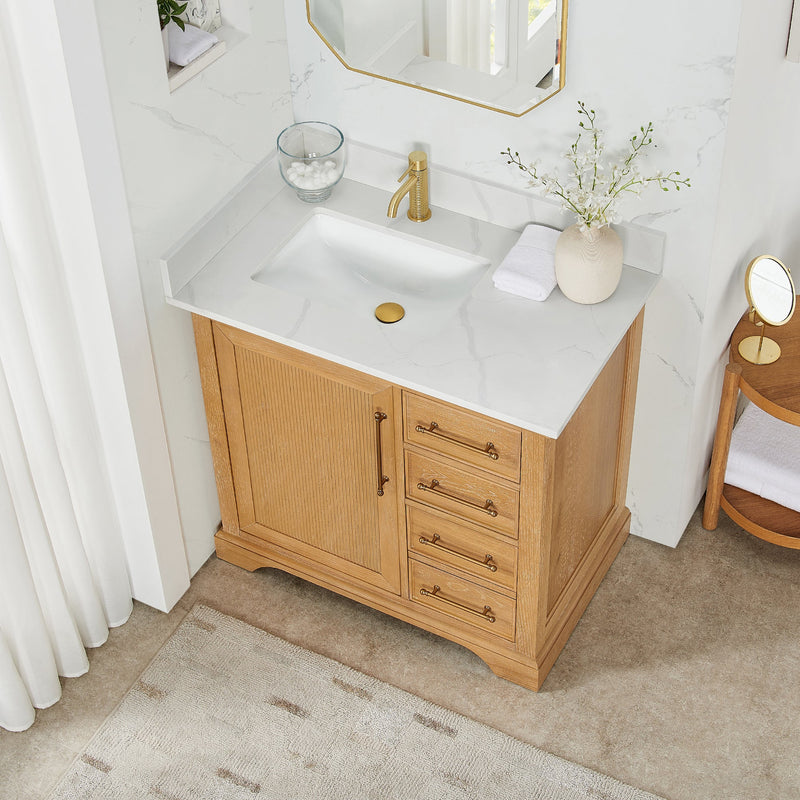 Vinnova 707336-ON-BH Tokyo 36" Single Bath Vanity in Oak Natural Brown