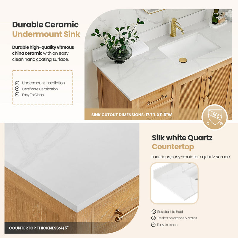 Vinnova 707336-ON-BH Tokyo 36" Single Bath Vanity in Oak Natural Brown
