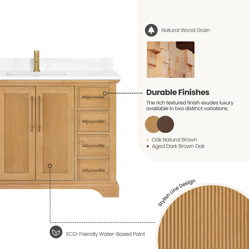 Vinnova 707348-ON-BH Tokyo 48" Single Bath Vanity in Oak Natural Brown