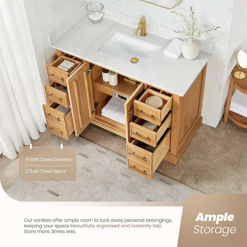 Vinnova 707348-ON-BH Tokyo 48" Single Bath Vanity in Oak Natural Brown