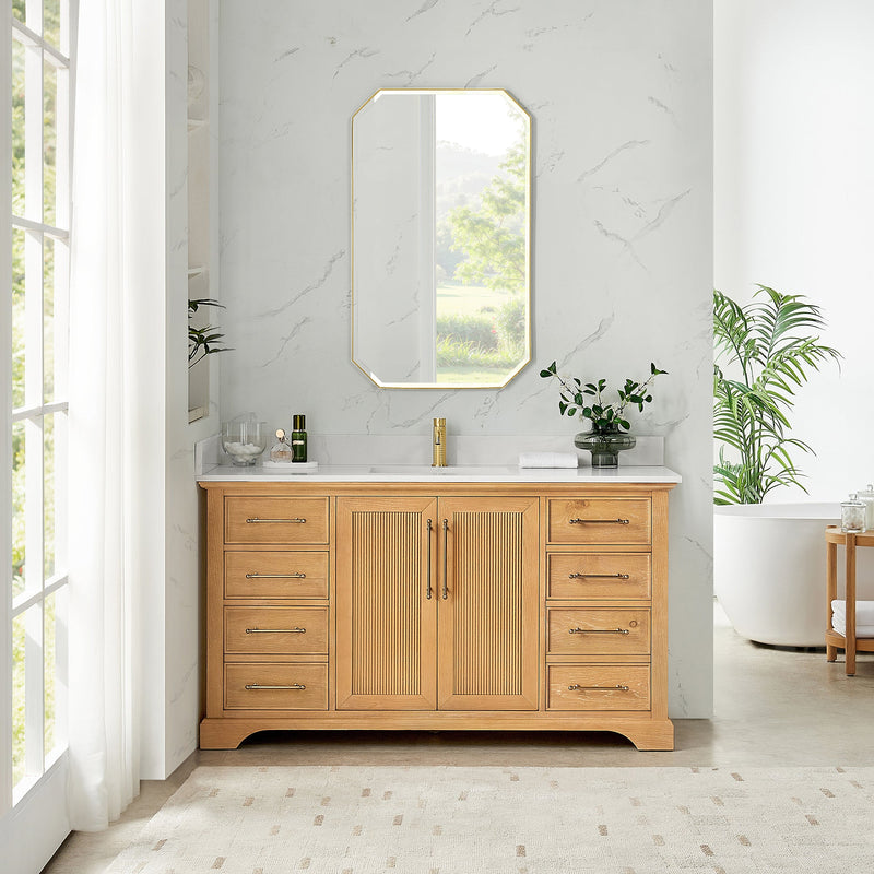 Vinnova 707360-ON-BH Tokyo 60" Single Bath Vanity in Oak Natural Brown