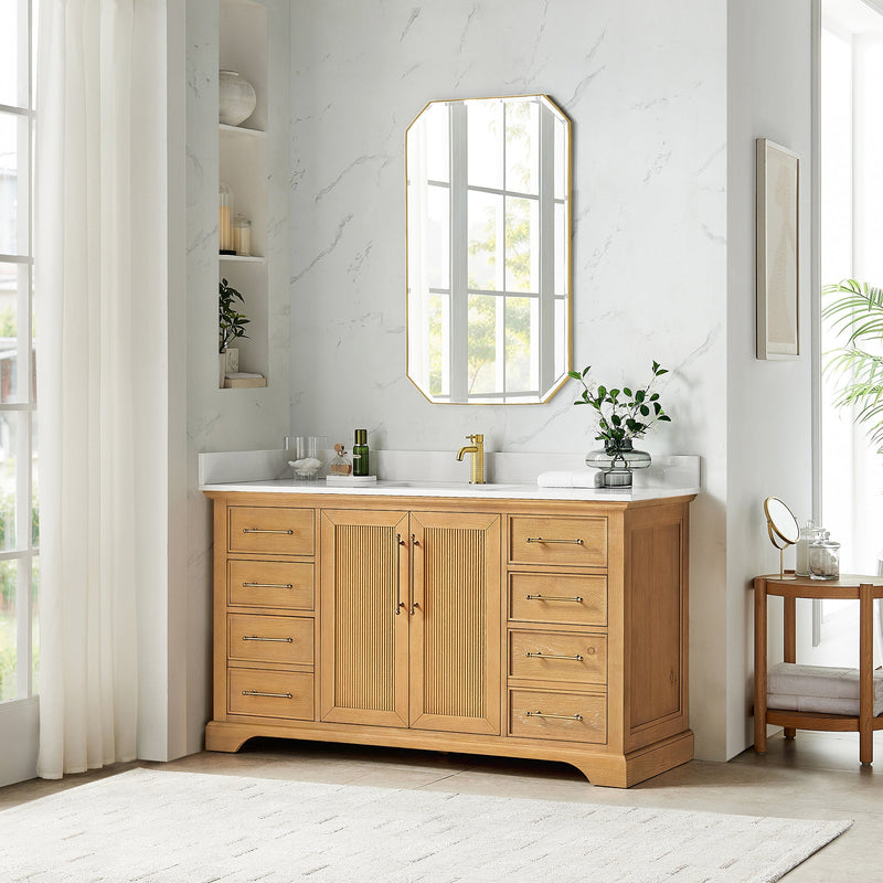 Vinnova 707360-ON-BH Tokyo 60" Single Bath Vanity in Oak Natural Brown
