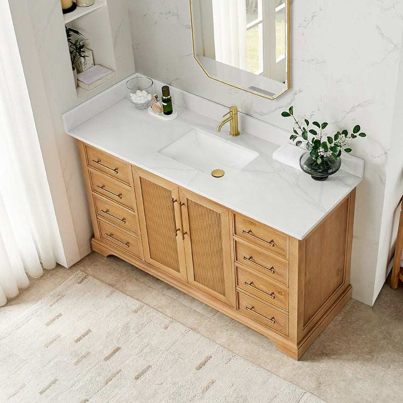 Vinnova 707360-ON-BH Tokyo 60" Single Bath Vanity in Oak Natural Brown