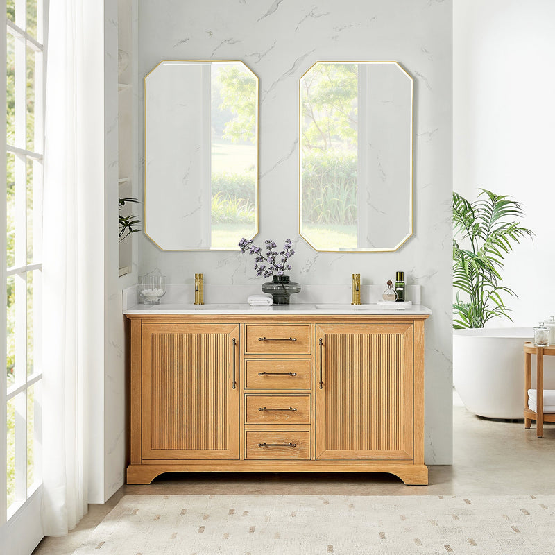 Vinnova 707360M-ON-BH Tokyo 60" Double Bath Vanity in Oak Natural Brown