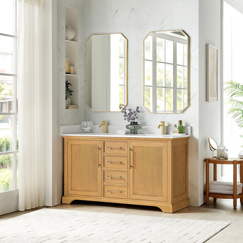 Vinnova 707360M-ON-BH Tokyo 60" Double Bath Vanity in Oak Natural Brown