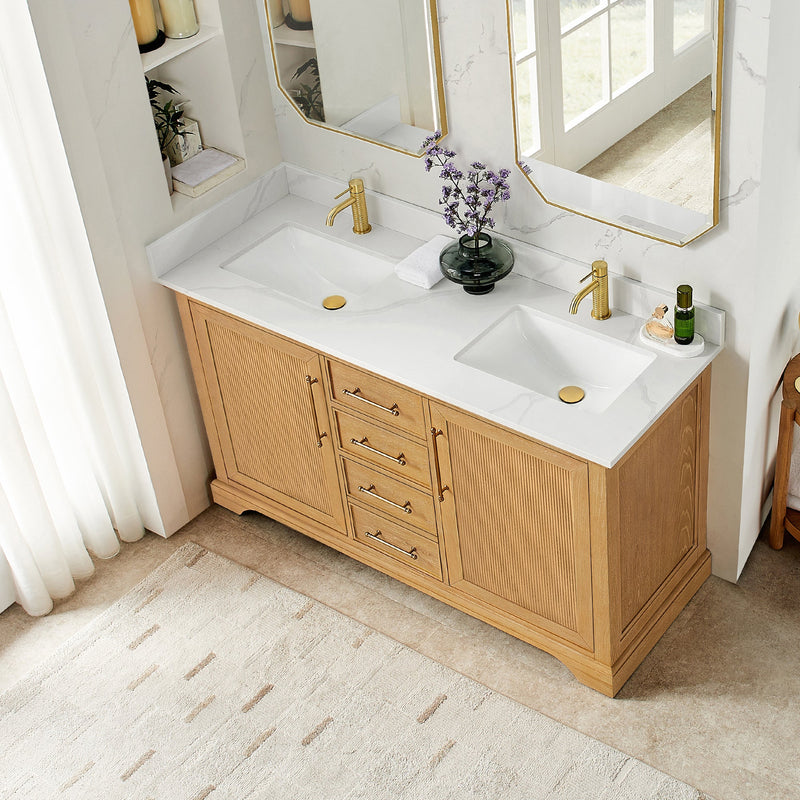 Vinnova 707360M-ON-BH Tokyo 60" Double Bath Vanity in Oak Natural Brown