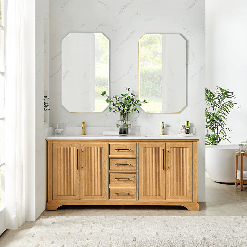 Vinnova 707372-ON-BH Tokyo 72"Double Bath Vanity in Oak Natural Brown