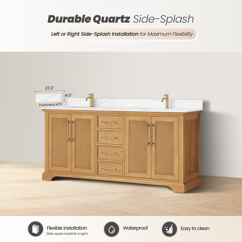 Vinnova 707372-ON-BH Tokyo 72"Double Bath Vanity in Oak Natural Brown