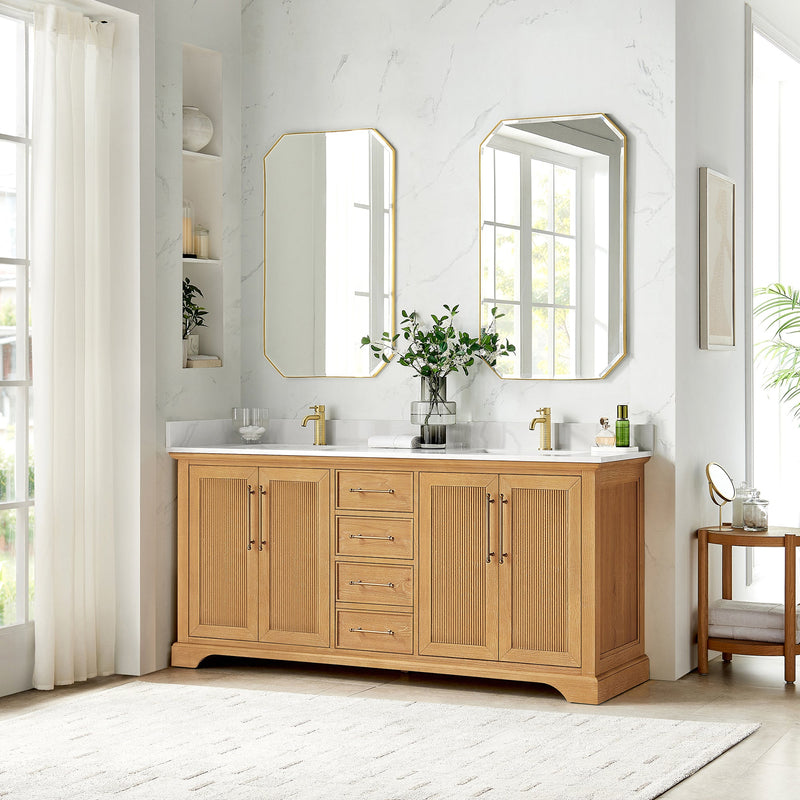 Vinnova 707372-ON-BH Tokyo 72"Double Bath Vanity in Oak Natural Brown