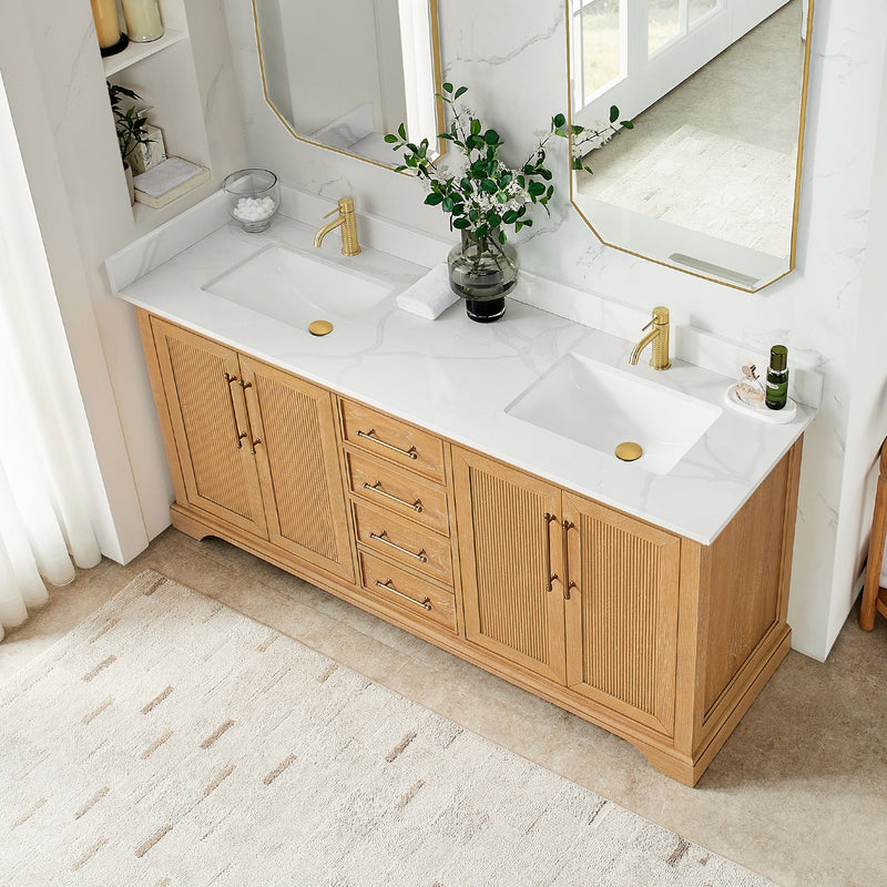 Vinnova 707372-ON-BH Tokyo 72"Double Bath Vanity in Oak Natural Brown