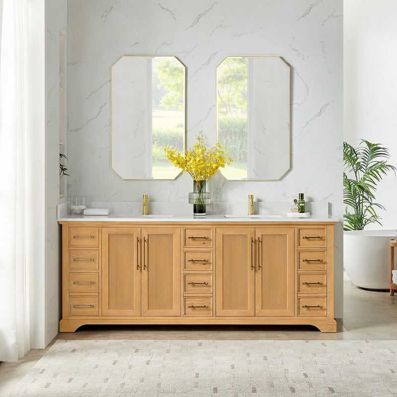 Vinnova 707384-ON-BH Tokyo 84" Double Bath Vanity in Oak Natural Brown