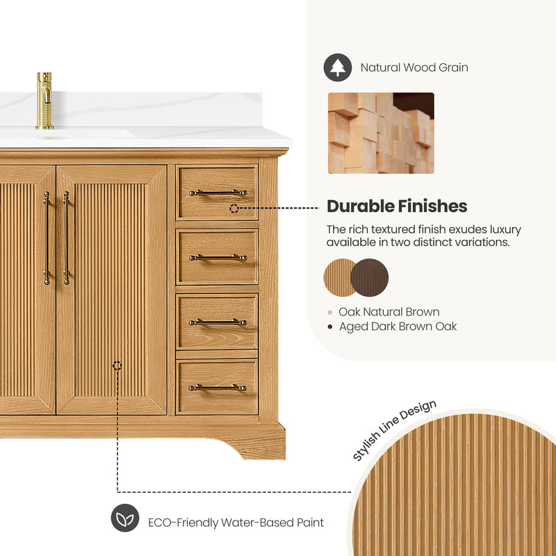 Vinnova 707384-ON-BH Tokyo 84" Double Bath Vanity in Oak Natural Brown