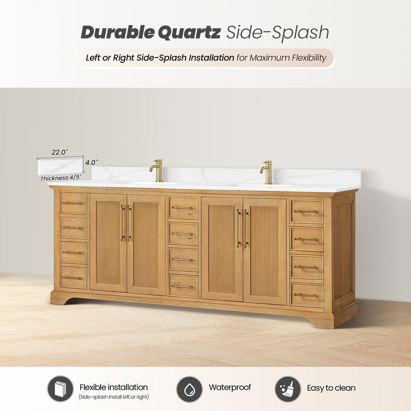 Vinnova 707384-ON-BH Tokyo 84" Double Bath Vanity in Oak Natural Brown