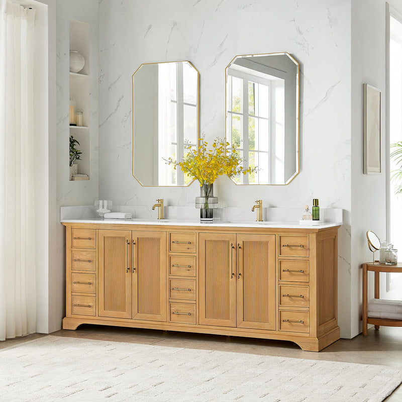 Vinnova 707384-ON-BH Tokyo 84" Double Bath Vanity in Oak Natural Brown